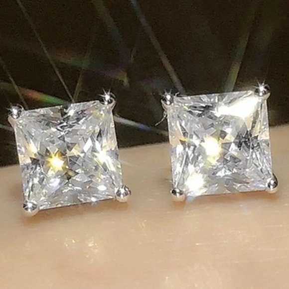 "4MM S925 Sterling Silver CZ Stud Earrings for Women/Girl, US19251024 - Picture 2 of 11